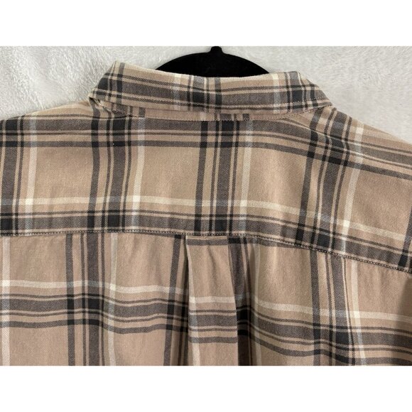NUDIE JEANS CO Men Chuck Plaid Twill Shirt Sz L Brown Button Front Checker 23-7 - Picture 6 of 11